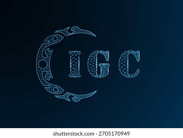 Logotipo de letra baja de polietileno diseño IGC. Logotipo de la letra de IGC bajo diseño de Vector polivinílico sobre fondo de gradiente de color azul. Logotipo de IGC bajo diseño de polietileno
