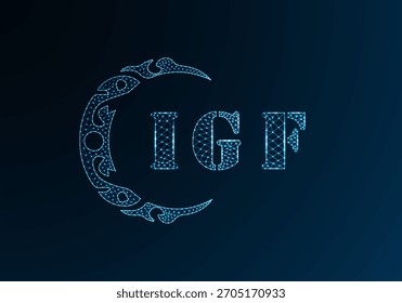 Logotipo de letra baja de polietileno IGF diseño. Logotipo de la letra de IGF bajo diseño de Vector polivinílico sobre fondo azul del gradiente del color. Logotipo de IGF bajo diseño de polietileno
