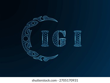 Low poly letter logo IGI design. IGI letter logo low poly vector design on blue color gradient background. IGI logo low poly design
