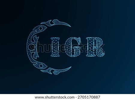 Low poly letter logo IGR design. IGR letter logo low poly vector design on blue color gradient background. IGR logo low poly design
