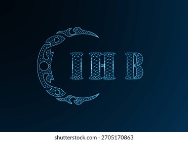 Logotipo bajo de la letra polivinílica IHB diseño. Diseño de Vector polivinílico bajo del logotipo de la letra de IHB en fondo azul del gradiente del color. Logotipo de IHB bajo diseño polivinílico
