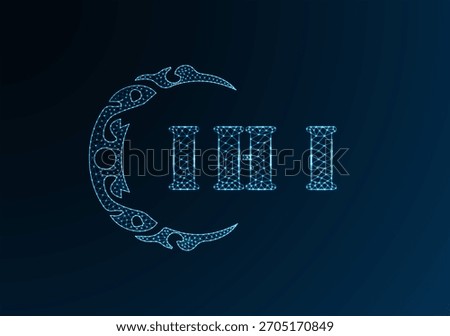 Low poly letter logo IHI design. IHI letter logo low poly vector design on blue color gradient background. IHI logo low poly design

