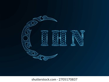 Logo-IHN-Design mit Low-Poly-Buchstaben. IHN Buchstaben Logo Low-Poly-Vektordesign auf blauem Farbverlauf Hintergrund. IHN Logo Low-Poly-Design
