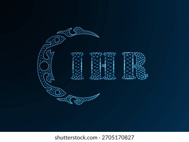 Logo IHR Design mit Low-Poly-Buchstaben. IHR-Buchstabe-Logo Low-Poly-Vektordesign auf blauem Farbverlauf-Hintergrund. IHR Logo Low-Poly-Design
