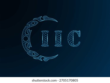 Diseño IIC de logotipo de letra polivinílica baja. Diseño de Vector polivinílico bajo del logotipo de la letra de IIC en fondo azul del gradiente del color. Diseño de baja poli del logotipo de IIC
