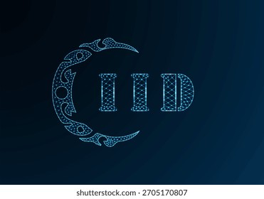 Diseño de ID de logotipo de letra de polietileno baja. Diseño de Vector polivinílico bajo del logotipo de la letra de IID en fondo azul del gradiente del color. IID logo bajo diseño de poliéster
