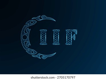 Logo-IIF-Design mit Low-Poly-Buchstaben. IIF-Buchstabe Logo Low-Poly-Vektordesign auf blauem Farbverlauf-Hintergrund. Low-Poly-Design mit IIF-Logo
