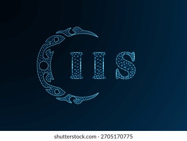 Logotipo de letra baja de polietileno diseño IIS. Diseño de Vector polivinílico bajo del logotipo de la letra de IIS en fondo azul del gradiente del color. Diseño de baja poli del logotipo de IIS
