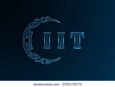 Logotipo bajo de la letra polivinílica Diseño de TI. Diseño de Vector polivinílico bajo del logotipo de la letra del IIT en fondo azul del gradiente del color. Diseño de baja poli con logo IT
