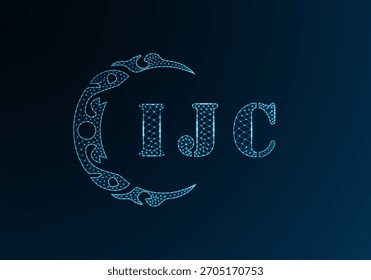 Logotipo IJC de letra poli baixa. Logotipo da letra IJC baixo projeto do vetor poli no fundo do gradiente da cor azul. Logotipo IJC baixo design poli
