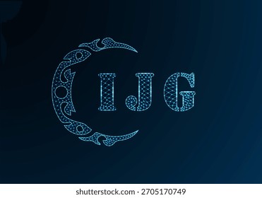 Logo-IJG-Design mit Low-Poly-Buchstaben. IJG-Buchstabe Logo Low-Poly-Vektordesign auf blauem Farbverlauf-Hintergrund. IJG Logo Low-Poly-Design
