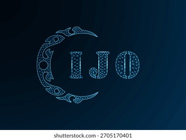 Low poly letter logo IJO design. IJO letter logo low poly vector design on blue color gradient background. IJO logo low poly design
