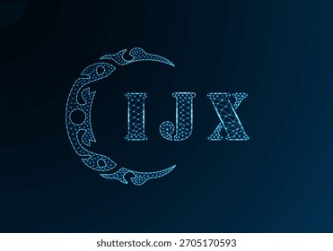 Low poly letter logo IJX design. IJX letter logo low poly vector design on blue color gradient background. IJX logo low poly design
