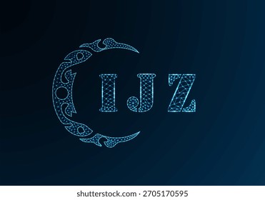 Logotipo bajo de la letra polivinílica Diseño de IJZ. Diseño de Vector polivinílico bajo del logotipo de la letra de IJZ en fondo azul del gradiente del color. IJZ logo low poly design

