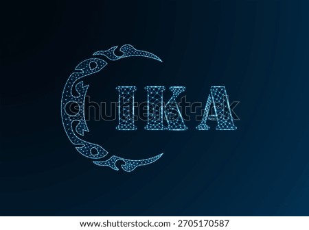 Low poly letter logo IKA design. IKA letter logo low poly vector design on blue color gradient background. IKA logo low poly design
