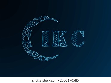 Logotipo bajo de la letra polivinílica Diseño de IKC. Diseño de Vector polivinílico bajo del logotipo de la letra de IKC en fondo azul del gradiente del color. Diseño de baja poli del logotipo de IKC
