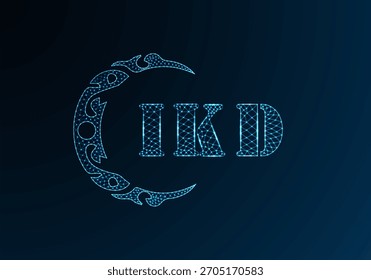 Logotipo de letra de polietileno baja IKD diseño. Diseño de Vector polivinílico bajo del logotipo de la letra de IKD en fondo azul del gradiente del color. IKD logo bajo diseño de poliéster

