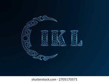Logotipo bajo de la letra polivinílica IKL diseño. Diseño de Vector polivinílico bajo del logotipo de la letra de IKL en fondo azul del gradiente del color. IKL logo low poly design
