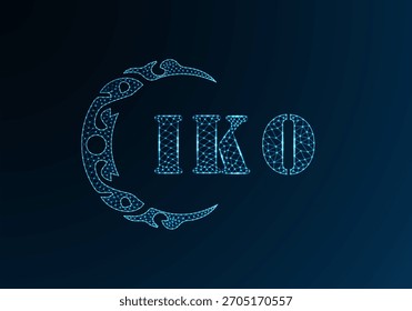 Logotipo bajo de la letra polivinílica IKO diseño. Diseño de Vector polivinílico bajo del logotipo de la letra de IKO en fondo azul del gradiente del color. Logotipo de IKO bajo diseño de poliéster
