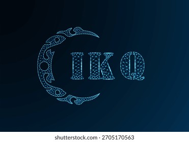 Low poly letter logo IKQ design. IKQ letter logo low poly vector design on blue color gradient background. IKQ logo low poly design
