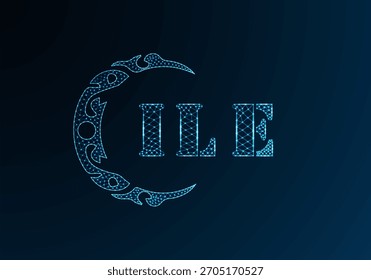Logotipo de letra baja de polietileno ILE diseño. Logotipo de la letra de ILE bajo diseño de Vector polivinílico sobre fondo azul del gradiente del color. Logotipo de ILE bajo diseño de poliéster
