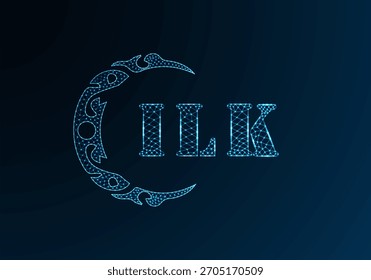 Low poly letter logo ILK design. ILK letter logo low poly vector design on blue color gradient background. ILK logo low poly design
