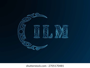 Logotipo de letra baja de polietileno ILM diseño. Diseño de Vector polivinílico bajo del logotipo de la letra de ILM en fondo azul del gradiente del color. Diseño de baja poli con logo ILM
