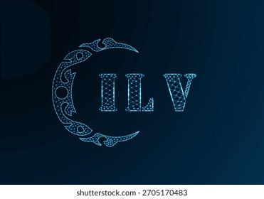 Logotipo de letra baja de polietileno ILV diseño. Diseño de Vector polivinílico bajo del logotipo de la letra de ILV en fondo azul del gradiente del color. Diseño de baja poli del logotipo de ILV
