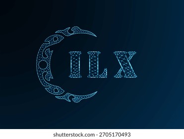 Logotipo bajo de la letra polivinílica ILX diseño. Diseño de Vector polivinílico bajo del logotipo de la letra de ILX en fondo azul del gradiente del color. Diseño de baja poli con logo ILX
