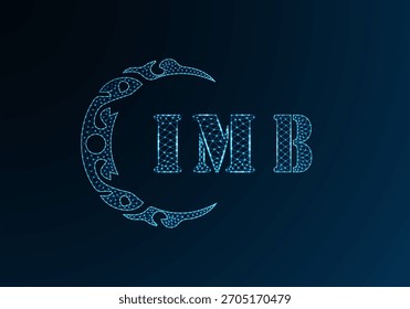 Logotipo de letra baja de polietileno IMB diseño. Diseño de Vector polivinílico bajo del logotipo de la letra del IMB en fondo azul del gradiente del color. Diseño de baja poli del logotipo de IMB
