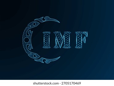 Low-Poly-Buchstaben Logo IWF-Design. IWF-Buchstaben-Logo Low-Poly-Vektordesign auf blauem Farbverlauf-Hintergrund. Low-Poly-Design des IWF-Logos
