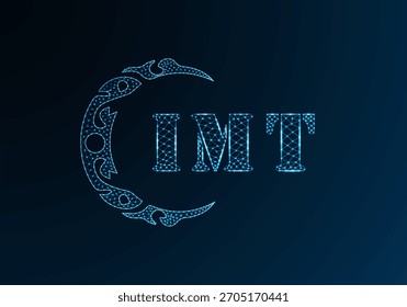 Diseño IMT de logotipo de letra polivinílica baja. Diseño de Vector polivinílico bajo del logotipo de la letra del IMT en fondo azul del gradiente del color. Diseño de baja poli del logotipo de IMT
