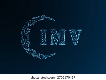 Logotipo bajo de la letra polivinílica IMV diseño. Diseño de Vector polivinílico bajo del logotipo de la letra de IMV en fondo azul del gradiente del color. Diseño de baja poli del logotipo de IMV
