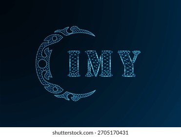 Low poly letter logo IMY design. IMY letter logo low poly vector design on blue color gradient background. IMY logo low poly design
