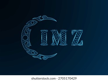 Logotipo bajo de la letra polivinílica Diseño de IMZ. Diseño de Vector polivinílico bajo del logotipo de la letra de IMZ en fondo azul del gradiente del color. Logotipo de IMZ bajo diseño polivinílico
