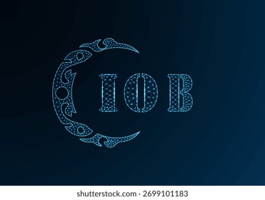 Low poly letter logo IOB design. IOB letter logo low poly vector design on blue color gradient background. IOB logo low poly design
