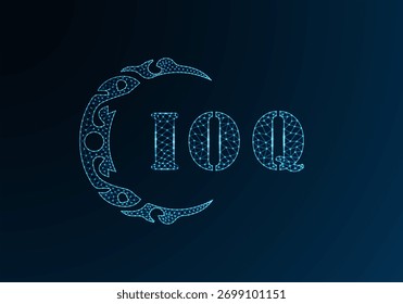 Projeto IOQ de logotipo de letra poli baixa. Projeto do vetor poli baixo do logotipo da letra IOQ no fundo do gradiente da cor azul. Logotipo IOQ baixo design poli
