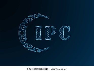 Low poly letter logo IPC design. IPC letter logo low poly vector design on blue color gradient background. IPC logo low poly design
