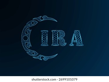 Low-Poly-Buchstaben-Logo IRA-Design. IRA-Buchstabe-Logo Low-Poly-Vektordesign auf blauem Farbverlauf-Hintergrund. IRA Logo Low-Poly-Design
