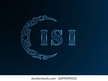 Logo-ISI-Design mit Low-Poly-Buchstaben. ISI-Buchstabe Logo Low-Poly-Vektordesign auf blauem Farbverlauf-Hintergrund. ISI Logo Low-Poly-Design
