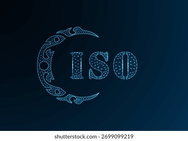 Low poly letter logo ISO design. ISO letter logo low poly vector design on blue color gradient background. ISO logo low poly design
