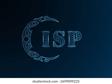 Low poly letter logo ISP design. ISP letter logo low poly vector design on blue color gradient background. ISP logo low poly design
