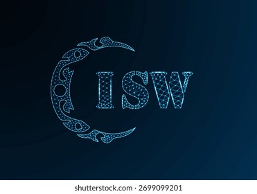 Low poly letter logo ISW design. ISW letter logo low poly vector design on blue color gradient background. ISW logo low poly design
