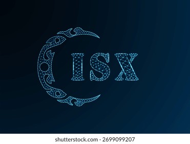 Low poly letter logo ISX design. ISX letter logo low poly vector design on blue color gradient background. ISX logo low poly design
