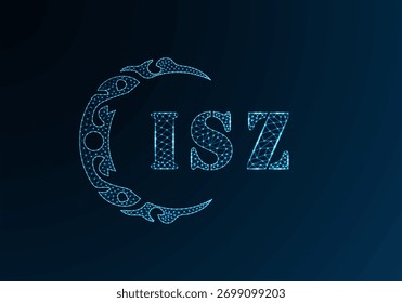 Logotipo bajo de la letra polivinílica diseño de ISZ. Diseño de Vector polivinílico bajo del logotipo de la letra de ISZ en fondo azul del gradiente del color. Logotipo de ISZ bajo diseño polivinílico

