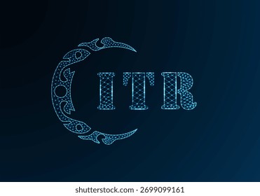 Low poly letter logo ITR design. ITR letter logo low poly vector design on blue color gradient background. ITR logo low poly design
