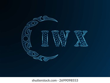 
Low-Poly-Buchstaben-Logo IWX-Design. IWX-Buchstabe Logo Low-Poly-Vektordesign auf blauem Farbverlauf-Hintergrund. IWX Logo Low-Poly-Design
