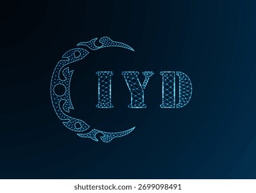 Logotipo policarta baixo IYD design. Logotipo da letra IYD baixo design do vetor poli no fundo do gradiente de cor azul. Logotipo IYD baixo design poli
