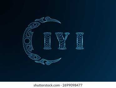 Low-Poly-Buchstaben-Logo IYI-Design. IYI-Buchstabe Logo Low-Poly-Vektordesign auf blauem Farbverlauf-Hintergrund. IYI Logo Low-Poly-Design
