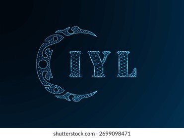Diseño de IYL de logotipo de letra polivinílica baja. Diseño de Vector polivinílico bajo del logotipo de la letra de IYL en fondo azul del gradiente del color. Logotipo de IYL bajo diseño polivinílico
